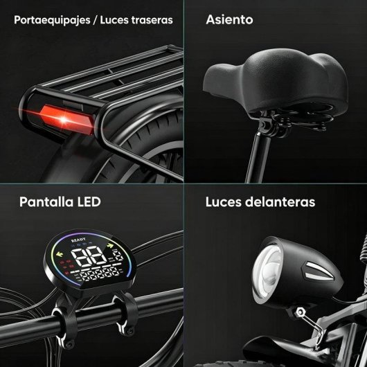 Bicicleta eléctrica fatbike URLIFE T5 Motor 750W Batería 13Ah Suspensión
