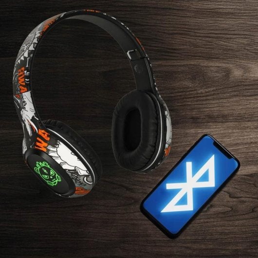 Auriculares bez marki inalámbricos Bluetooth con micrófono, RGB y batería 200 mAh negro