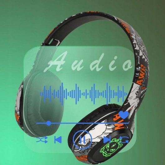 Auriculares bez marki inalámbricos Bluetooth con micrófono, RGB y batería 200 mAh negro