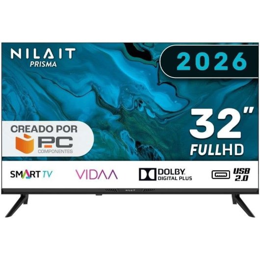 Nilait Prisma 32FD7004SVIOS 32" LED FHD Smart TV VIDAA+ Regalo Soporte TV y Cable HDMI