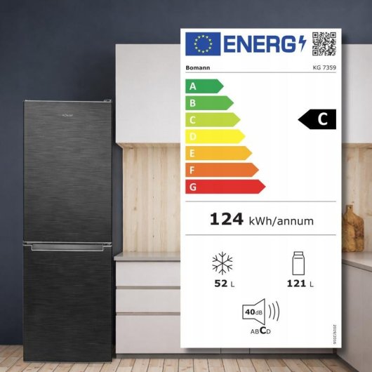 Frigorífico Duas Portas Bomann KG 7359 Defrost 142,5cm 173L C Preto