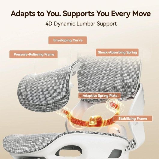 Silla ergonómica SIHOO B100 Pro blanca con soporte lumbar y reposapiés