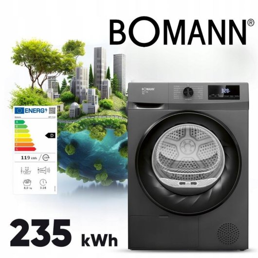 Secadora de condensación Bomann WPT 7154 TITAN 8 kg Clase energética D con bomba de calor