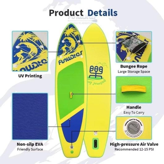 Tabla de paddle surf hinchable Funwater 350×86×15 cm 180 kg