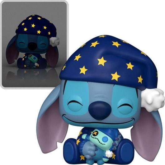 Funko Pop Disney Stitch en PJs que Brilla en la Oscuridad + Protector ToyBop