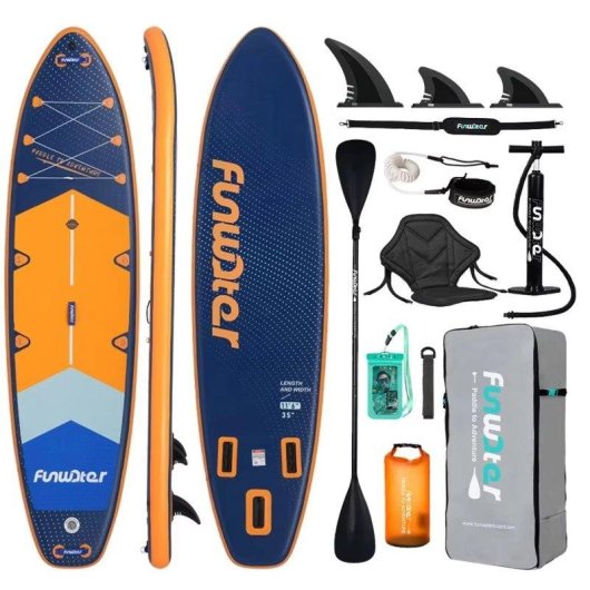Tabla de SUP hinchable Funwater SUPFW43B 350×89×15 cm Kit Completo Azul/Naranja
