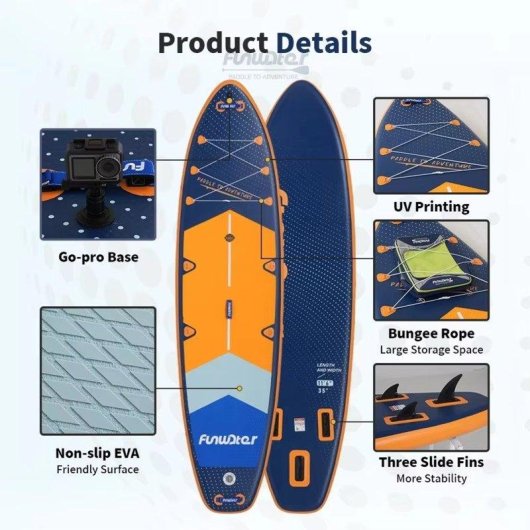 Tabla de SUP hinchable Funwater SUPFW43B 350×89×15 cm Kit Completo Azul/Naranja