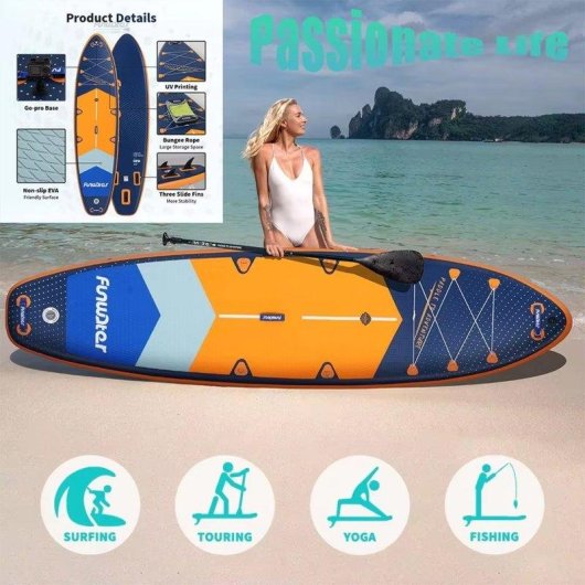 Tabla de SUP hinchable Funwater SUPFW43B 350×89×15 cm Kit Completo Azul/Naranja