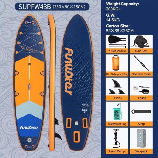 Tabla de SUP hinchable Funwater SUPFW43B 350×89×15 cm Kit Completo Azul/Naranja