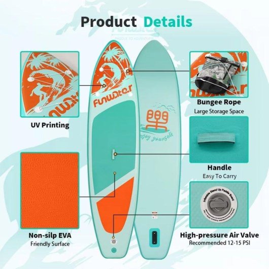 Tabla de SUP Funwater SUPFW28C Ancha y Estable 180 kg