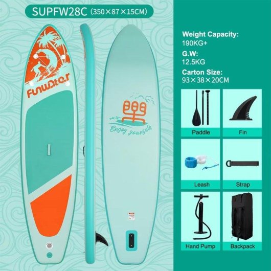 Tabla de SUP Funwater SUPFW28C Ancha y Estable 180 kg