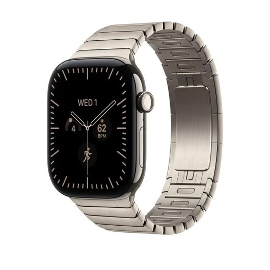 Bracelet Apple Watch acier inox 46 mm naturel fermeture butterfly