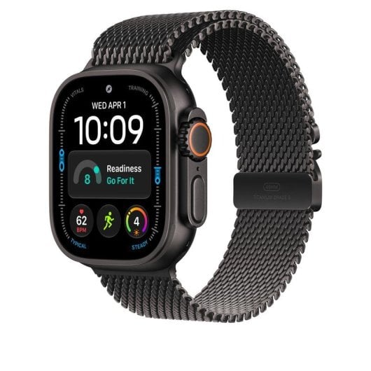 Bracelet Apple Milanese Loop Titane Noir 49 mm Taille S