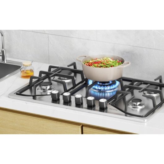 Placa de cocina de gas IsEasy MGBS-765 5 quemadores acero inoxidable