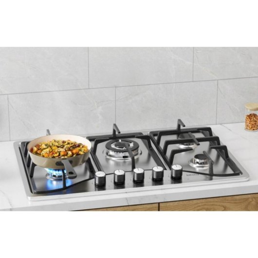 Placa de cocina de gas IsEasy MGBS-765 5 quemadores acero inoxidable