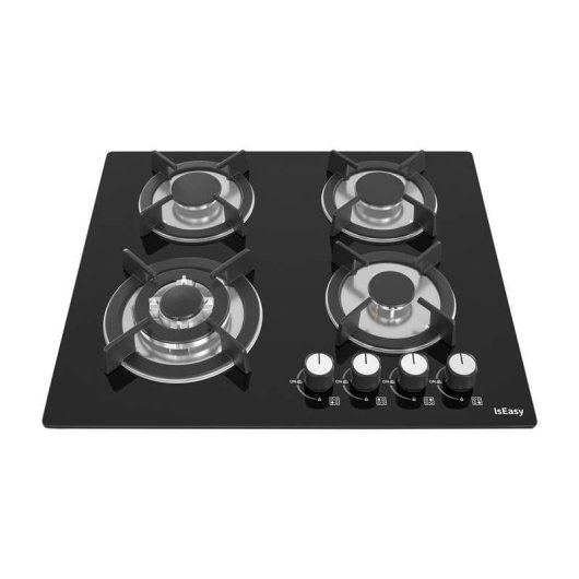 Plaque de cuisson gaz IsEasy MGBG-604B 4 foyers verre