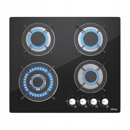 Plaque de cuisson gaz IsEasy MGBG-604B 4 foyers verre