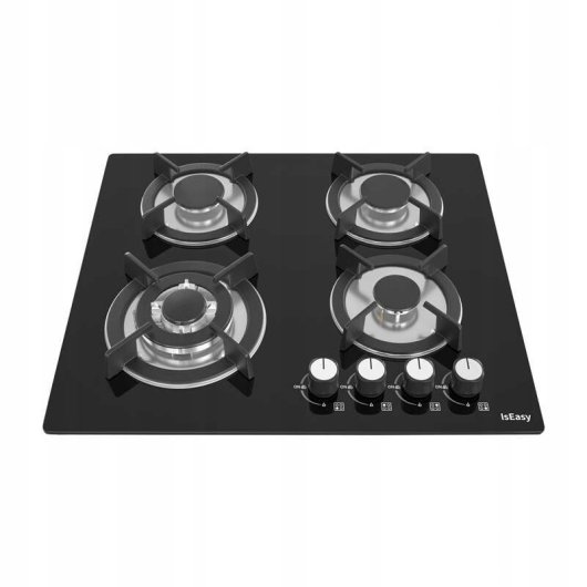 Plaque de cuisson gaz IsEasy MGBG-604B 4 foyers verre