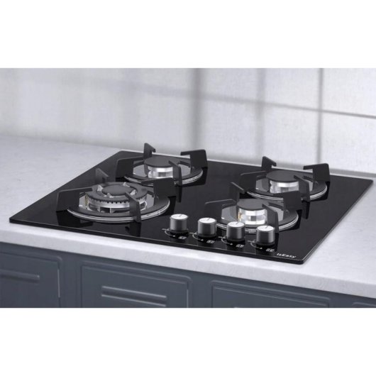 Plaque de cuisson gaz IsEasy MGBG-604B 4 foyers verre