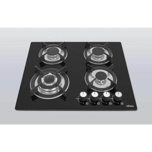 Plaque de cuisson gaz IsEasy MGBG-604B 4 foyers verre