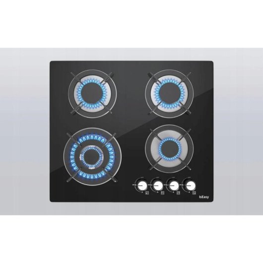 Plaque de cuisson gaz IsEasy MGBG-604B 4 foyers verre