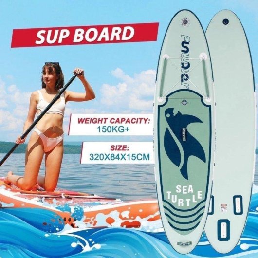 Tabla de paddle surf hinchable Funwater Tortuga Marina Verde Menta 320x83 cm