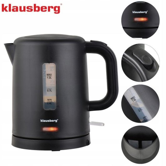 Hervidor Eléctrico Klausberg KB-9046 1 L 1100W Negro
