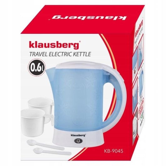 Hervidor eléctrico de viaje Klausberg KB-9045 0,6 L + 2 tazas + 2 cucharillas