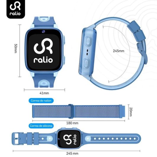 RAYOFI R5 Go 4G 1,83" Negro Azul Correa Talla Única