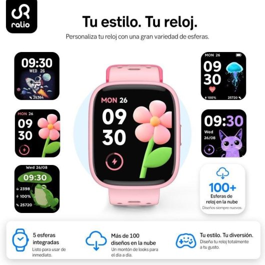 RAYOFI Watch 01 Bluetooth 300 mAh Rosa Correa Hipoalergénica Talla Única