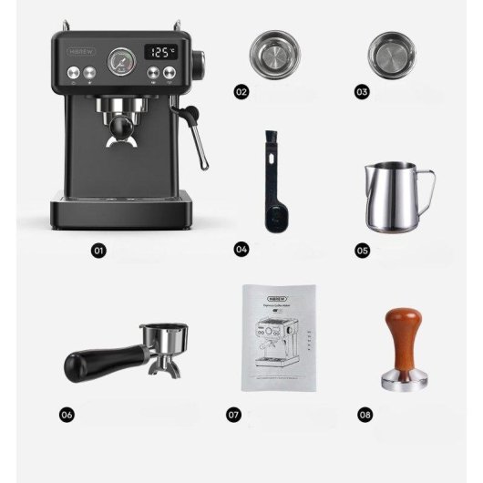 Cafetera espresso semiautomática HiBREW H10A 1,8 L 20 bares con vaporizador