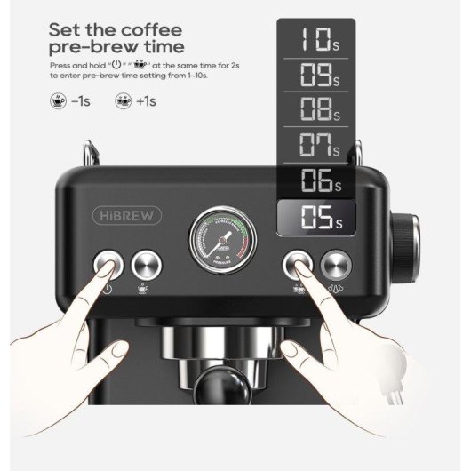 Cafetera espresso semiautomática HiBREW H10A 1,8 L 20 bares con vaporizador