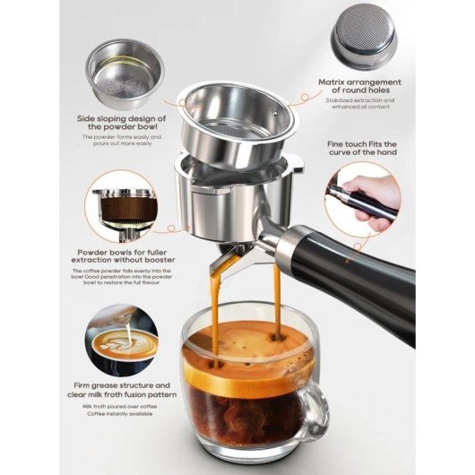 Macchina da caffè espresso Hibrew H10B 1,3L 20 bar con regolazioni