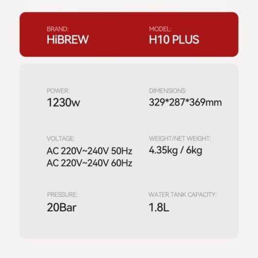 Cafetière expresso Hibrew H10 Plus 1,8L 20 Bars Contrôle PID Acier inox