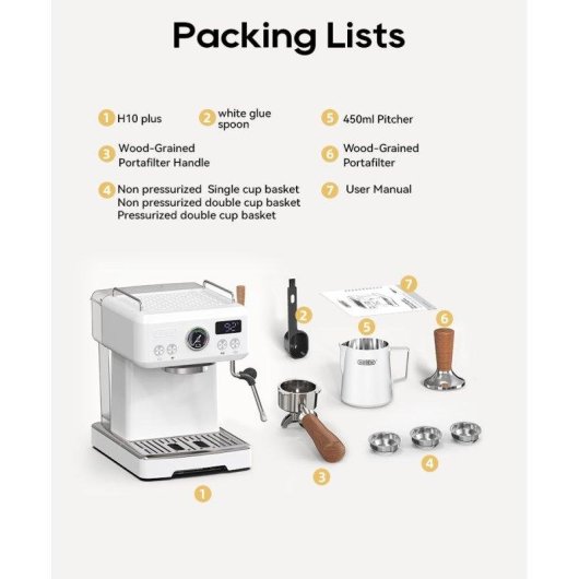 Cafetière expresso Hibrew H10 Plus 1,8L 20 Bars Contrôle PID Acier inox