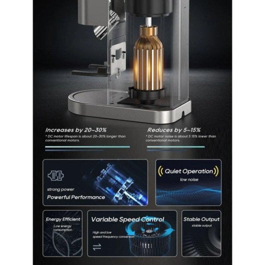 Molinillo de café HiBREW G7 48 niveles muelas cónicas táctil negro