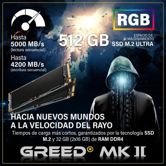 Desktop GREED Mk2 Lite AMD Ryzen 7 5700X 32GB 512GB SSD RTX 5060 Windows 11 Pro