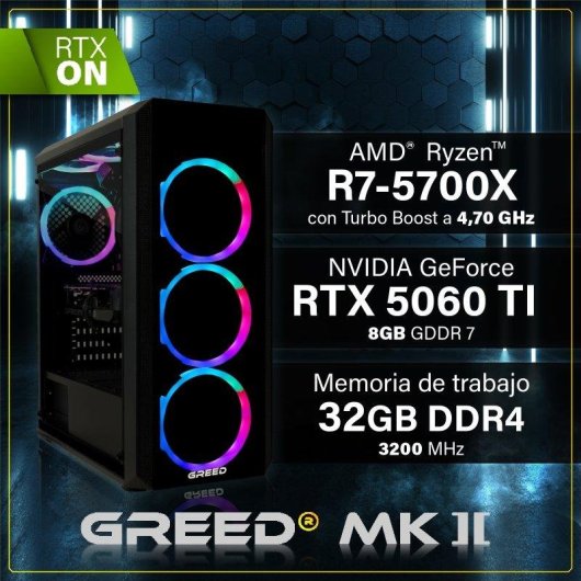 Desktop GREED Mk2 AMD Ryzen 7 5700X 32GB 1TB SSD RTX 5060 Ti Windows 11 Pro