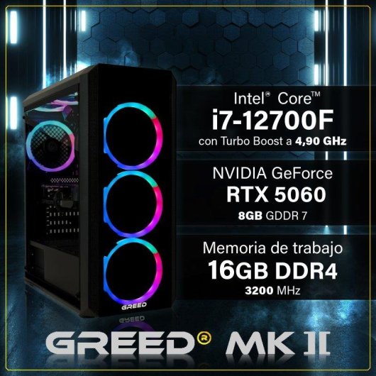 Desktop GREED Mk2 Lite Intel Core i7-12700F 16GB 512GB SSD RTX 5060 Windows 11 Pro
