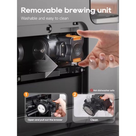 Máquina de Café Hibrew H16 (Automática - Molino Integrado - 20 Bares - Pantalla Táctil 4,3" - Depósito de Leche Extraíble 1,5 L) Negro