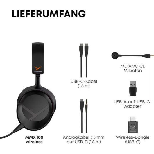 Casque Beyerdynamic MMX 100 sans fil Bluetooth avec micro et faible latence, noir