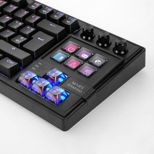 Teclado Mars Gaming MK-MASTER mecánico TKL con SmartDeck LCD y switches hot-swap francés