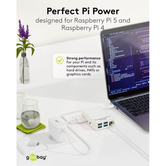 Cargador USB-C Goobay 80421 27W GaN para Raspberry Pi 5/4
