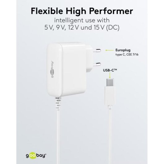 Cargador USB-C Goobay 80421 27W GaN para Raspberry Pi 5/4