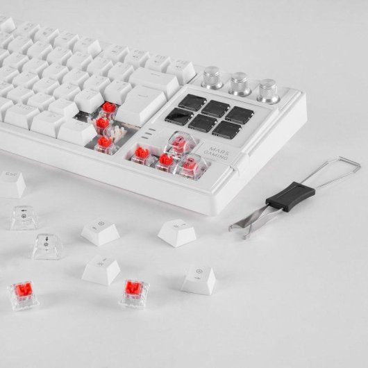 Clavier Mars Gaming MK-MASTER TKL blanc avec SmartDeck LCD et switches Hot-swap