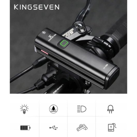 Linterna frontal KINGSEVEN L3-1000 LED 1000 lúmenes 5 modos 12h