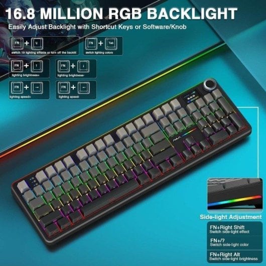 Teclado Autrucker F108 Pro mecánico inalámbrico RGB Hot Swap Full Size