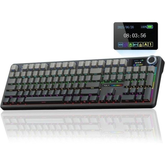 Teclado Aula F108 Pro mecánico RGB con pantalla TFT y conexión trimodal