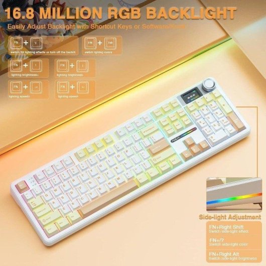 Teclado Aula F108 Pro mecánico gaming RGB hot swap inalámbrico