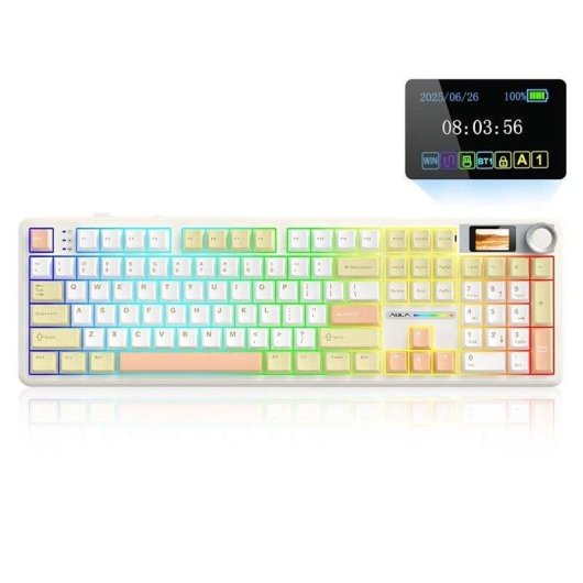 Teclado Aula F108 Pro mecánico inalámbrico RGB hot-swap con pantalla TFT